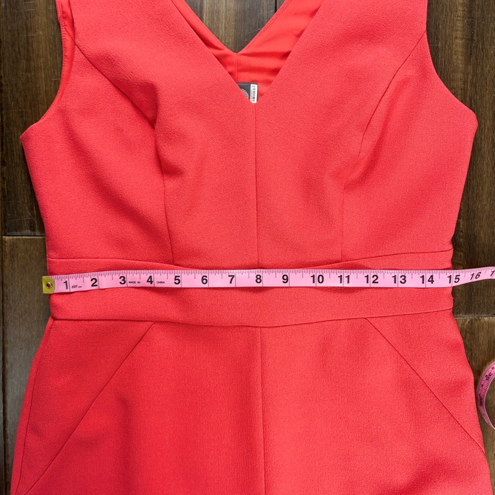 Vince Camuto size 8 Halter V Neck Sleeveless Knee Length Dress Orange Pin Coral - Picture 3 of 12